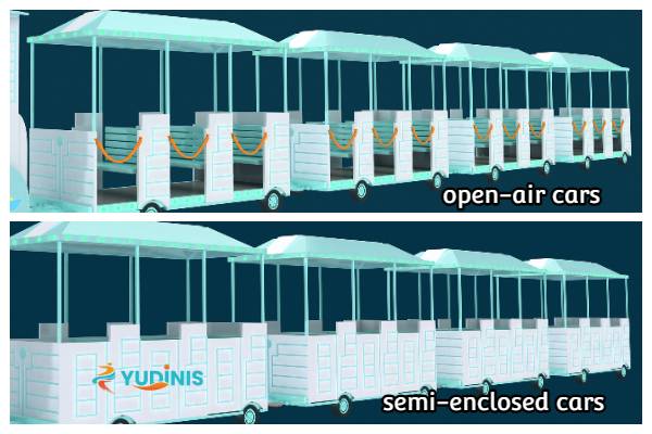 Dinis diesel train with open-air cars and semi-enclosed cars